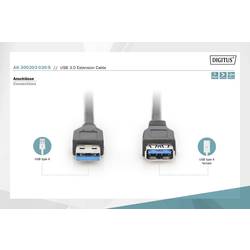 Digitus USB kabel USB 3.2 Gen1 USB-A zástrčka, USB-A zásuvka 3.00 m černá dvoužilový stíněný AK-300203-030-S