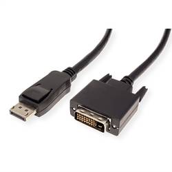 Value DisplayPort kabel Konektor DisplayPort, DVI-D 24+1pol. Zástrčka 3.00 m černá 11.99.5611 stíněný Kabel DisplayPort
