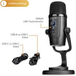 BOYA PM500 na stojanu USB mikrofon Druh přenosu:kabelový, USB stojan, vč. kabelu