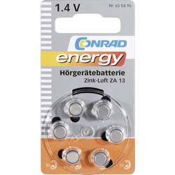 Conrad energy knoflíkový článek ZA 13 1.4 V 6 ks 280 mAh zinko-vzduchová