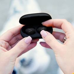 Lamax Dots3 Headset do uší (In Ear) Bluetooth® stereo černá Indikátor nabití, Nabíjecí pouzdro, regulace hlasitosti, odolné vůči potu, dotykové ovládání,