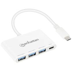 Manhattan 168434 USB 3.1 Gen 1 hub s konektorem USB C bílá