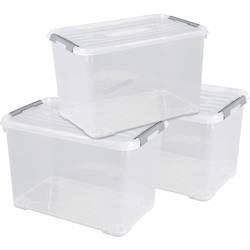 Curver 240682 plastový box , HANDY, uzavřený, stohovatelné, (š x v x h) 400 x 390 x 600 mm, transparentní, 3 ks