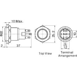 TRU COMPONENTS LAS1-AGQ-11ZE, GN, 701318 tlačítkový spínač antivandal, 19 mm, 250 V/AC, 5 A, 1 ks