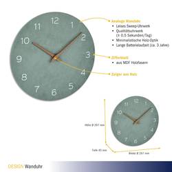 TFA Dostmann 60.3054.04 Quartz nástěnné hodiny 29.7 cm x 45 mm , nefritová, zelená
