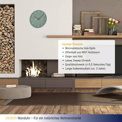 TFA Dostmann 60.3054.04 Quartz nástěnné hodiny 29.7 cm x 45 mm , nefritová, zelená
