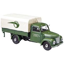 Busch 52360 H0 model nákladního vozidla Framo Plošinový vůz V901/2 s plachtou MZ Werke