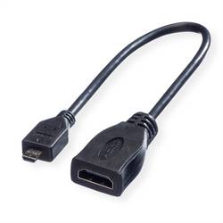 Roline HDMI kabel Zásuvka HDMI-A, Zástrčka HDMI Micro-D 0.22 m černá 11.04.5584 stíněný HDMI kabel