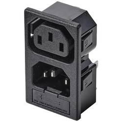 TRU COMPONENTS TC-10088388 IEC zástrčka C13/C14 zásuvka, vestavná vertikální, zástrčka, vestavná rovná Počet kontaktů: 3 10 A černá 1 ks