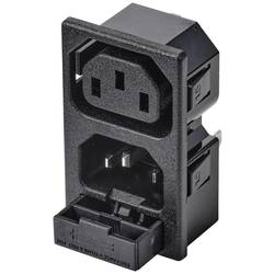TRU COMPONENTS TC-10088388 IEC zástrčka C13/C14 C13 zásuvka, vestavná vertikální, zástrčka, vestavná rovná Počet kontaktů: 3 10 A černá 1 ks