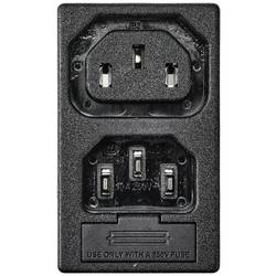 TRU COMPONENTS TC-10088388 IEC zástrčka C13/C14 C13 zásuvka, vestavná vertikální, zástrčka, vestavná rovná Počet kontaktů: 3 10 A černá 1 ks