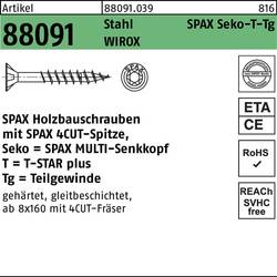 SPAX 0191010801605 R 88091 Senkkopf/T-STAR TG šroub do dřeva 8 mm 160 mm T-STAR plus ocel WIROX 50 ks