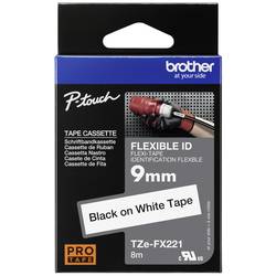 páska flexibilní Brother TZe-FX, TZ-FX TZe-FX221 PET Barva pásky: bílá Barva písma:černá 9 mm 8 m