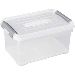 Curver 243803 Úložný box, HANDY, stohovatelné, (d x š x v) 294 x 194 x 150 mm, transparentní, stříbrná, 1 ks