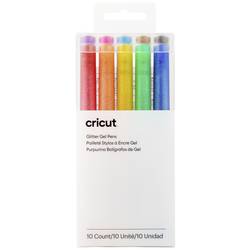 Cricut Glitzer Gel 0,8mm, 10er sada pera modrá, žlutá, oranžová, zelená, červená, černá, hnědá, světle modrá, růžová, fialová