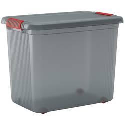 KIS 237491 Úložný box, K Latch, stohovatelné, (š x v x h) 590 x 450 x 390 mm, kouřová šedá, průsvitná, 1 ks