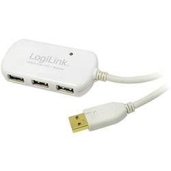 LogiLink USB kabel USB 2.0 USB-A zástrčka, USB-A zásuvka 12.00 m bílá pozlacené kontakty, UL certifikace UA0108