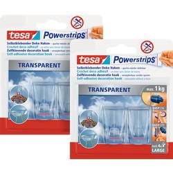 tesa POWERSTRIPS® Lepicí háček velký transparentní Množství: 4 ks