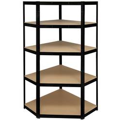 TOOLCRAFT TO-8701224 rohový modul skladového regálu, (š x v x h) 700 x 1800 x 700 mm, Kov (práškový nátěr) , MDF, kovová podlaha, černá (matná)