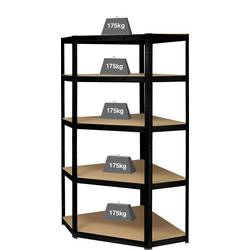 TOOLCRAFT TO-8701224 rohový modul skladového regálu, (š x v x h) 700 x 1800 x 700 mm, Kov (práškový nátěr) , MDF, kovová podlaha, černá (matná)