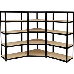 TOOLCRAFT TO-8701224 rohový modul skladového regálu, (š x v x h) 700 x 1800 x 700 mm, Kov (práškový nátěr) , MDF, kovová podlaha, černá (matná)