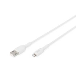 Digitus Apple iPad/iPhone/iPod kabel [1x USB, USB 2.0 zástrčka A - 1x dokovací zástrčka Apple Lightning] 1.00 m bílá