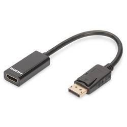 Digitus DB-340400-001-S DisplayPort / HDMI adaptér [1x zástrčka DisplayPort - 1x HDMI zásuvka] černá kulatý, dvoužilový stíněný, zablokovatelný 15.00 cm