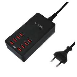 LogiLink PA0140 USB nabíjecí hub, auto-detect, 8x USB A, 44 W, černá