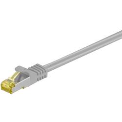 Goobay 91603 RJ45 síťové kabely, propojovací kabely CAT 7 S/FTP 2 m šedá bez halogenů, pozlacené kontakty, s ochranou, kompletní stínění, dvoužilový stíněný,