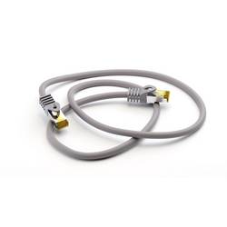 Goobay 91603 RJ45 síťové kabely, propojovací kabely CAT 7 S/FTP 2 m šedá bez halogenů, pozlacené kontakty, s ochranou, kompletní stínění, dvoužilový stíněný,