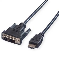 Value DVI kabel DVI-D 18 + 1 pól Zástrčka, Zástrčka HDMI-A 1.50 m černá 11.99.5516 stíněný DVI kabel