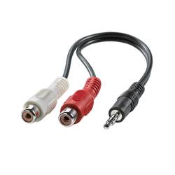 Value 11.99.4340 jack audio kabel [1x jack zástrčka 3,5 mm - 2x cinch zásuvka] 0.20 m černá stíněný