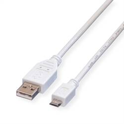 Value USB kabel USB 2.0 USB-A zástrčka, USB Micro-B zástrčka 0.15 m bílá stíněný 11.99.8751