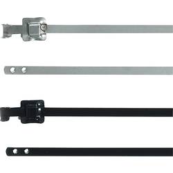 HellermannTyton 111-00149, MLT24SSC10-SS316/SP-BK, stahovací pásky, 10 mm, 630 mm, černá, ohnutí uzávěru pásku, odolná vůči UV záření, 1 ks