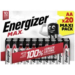 Energizer Max tužková baterie AA alkalicko-manganová, 1.5 V, 20 ks