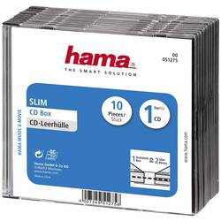 Hama útlý obal na CD 1 CD/DVD/Blu-Ray polystyren transparentní, černá 10 ks (š x v x h) 14.2 x 12.5 x 0.52 cm 00051275