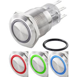 TRU COMPONENTS TC-LAS1-AGQ-11E/42RGB/, TC-7494624 tlačítkový spínač antivandal, 19 mm, 250 V/AC, 3 A, 1 ks