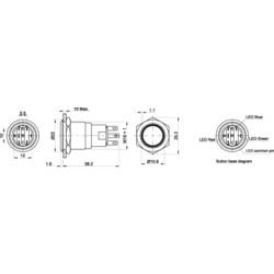 TRU COMPONENTS TC-LAS1-AGQ-11E/42RGB/, TC-7494624 tlačítkový spínač antivandal, 19 mm, 250 V/AC, 3 A, 1 ks