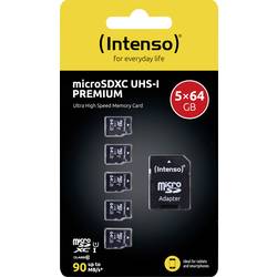 Intenso Premium 5er Pack (5 x 64 GB) paměťová karta microSDXC 64 GB Class 10 UHS-I vč. SD adaptéru
