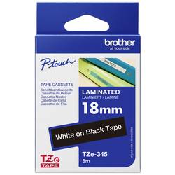 páska do štítkovače Brother TZe, TZ TZe-345 plast Barva pásky: černá Barva písma:bílá 18 mm 8 m