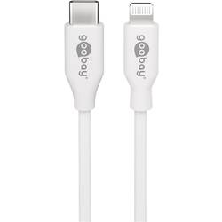 Goobay USB kabel USB 2.0 Apple Lightning konektor, USB-C ® zástrčka 1 m bílá fóliové stínění, PVC plášť, s USB, kulatý 39446