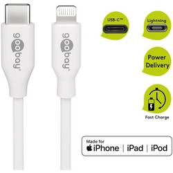 Goobay Nabíjecí kabel USB USB 2.0 Apple Lightning konektor, USB-C ® zástrčka 1 m bílá fóliové stínění, PVC plášť, s USB, kulatý 39446