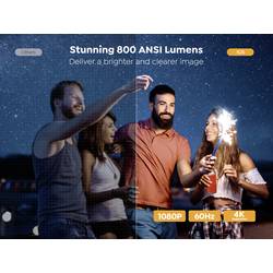 Yaber projektor K2S LCD 800 ANSI-Lumen 1920 x 1080 Full HD Podporuje 4K, Integrovaný reproduktor JBL, Smart TV-Dongle, Automatické ostření, automatická korekce