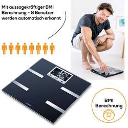 Beurer BF 720 BT váha s diagnostikou tělesných parametrů 74938 digitální Max. váživost=180 kg černá