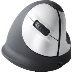 R-GO Tools RGOHEWL optická ergonomická myš, přenos bezdrátový, 4 tlačítko, 1750 dpi, černá, stříbrná