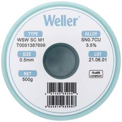 Weller WSW SC M1 bezolovnatý pájecí cín cívka Sn0,7Cu 500 g 0.5 mm