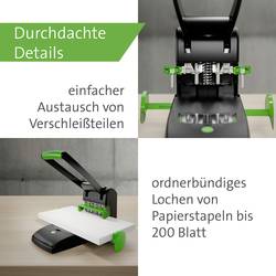 Novus Office 025-0651 bloková děrovačka 60-B2200RENEW černá/zelená max. formát nastavení: DIN A4 200 listů (80 g/m²)