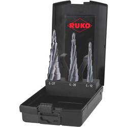 RUKO 101087PRO sada stupňovitého vrtáku 3dílná 6 - 12 mm, 6 - 20 mm, 6 - 27 mm HSS kuželový záhlubník 3 břitý 1 sada