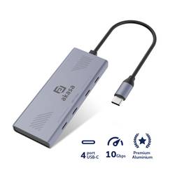 Akasa AK-CBCA32-18BK USB Hub 4 porty USB-A USB 3.2 Gen2 10 GBit/s s konektorem USB C hliník (eloxovaný) 10Gbps USB Type-C 4 Port Hub