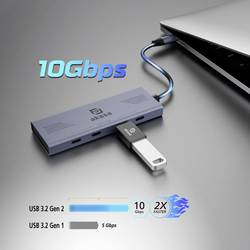 Akasa AK-CBCA32-18BK USB Hub 4 porty USB-A USB 3.2 Gen2 10 GBit/s s konektorem USB C hliník (eloxovaný) 10Gbps USB Type-C 4 Port Hub